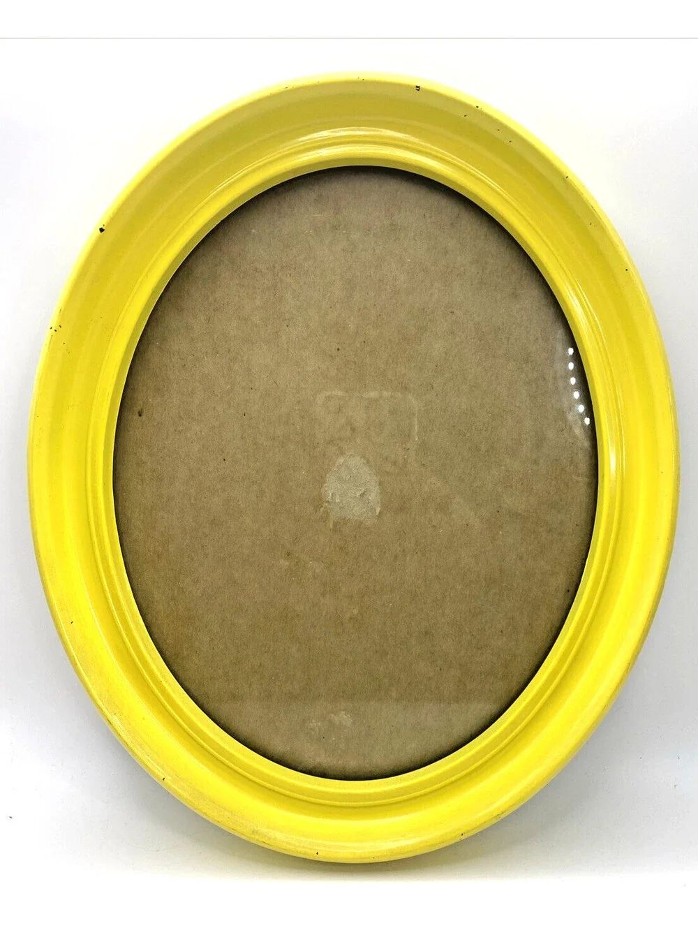 Vintage Bright Yellow Oval Picture Frame Mid Century Pop Art Decor